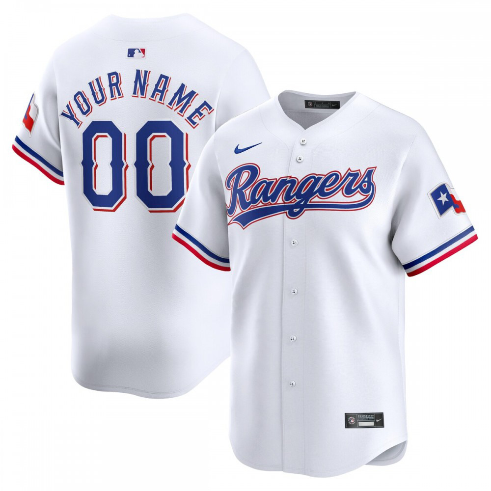 Texas Rangers Youth Home Limited Custom Jersey - White-Pro Kit Vault | Brand New 26/27 Sports Jerseys